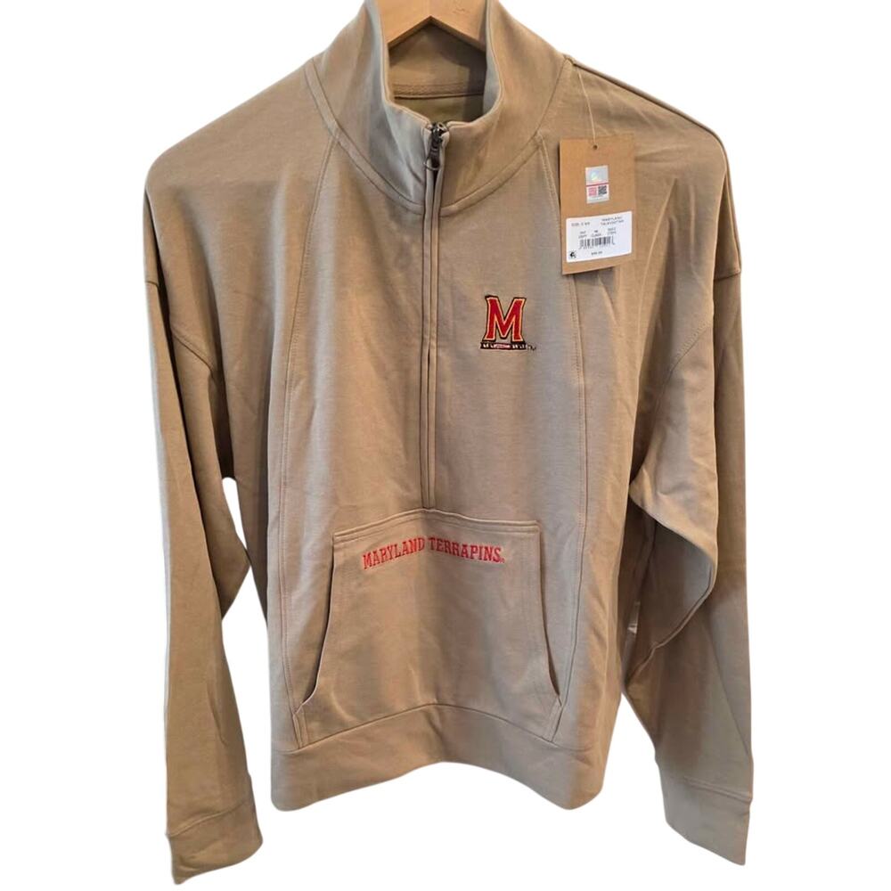 NWT Maryland Terrapins 1/4 Zip Lightweight Pullover - Women's Size S 4/6 - Tan